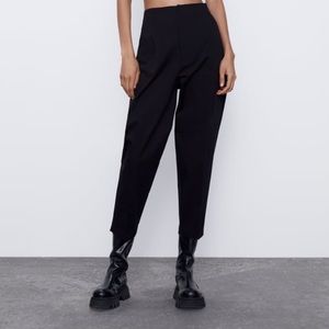 ZARA High Waist Cropped Tapered Trousers
